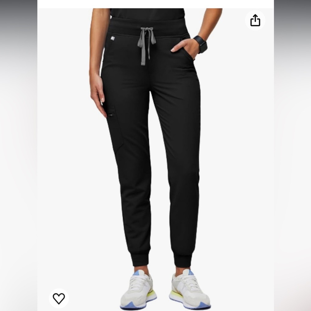 FIGS Zamora High Waisted Jogger Style Scrub Pants - Small TALL Black